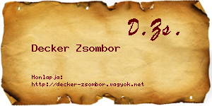 Decker Zsombor névjegykártya